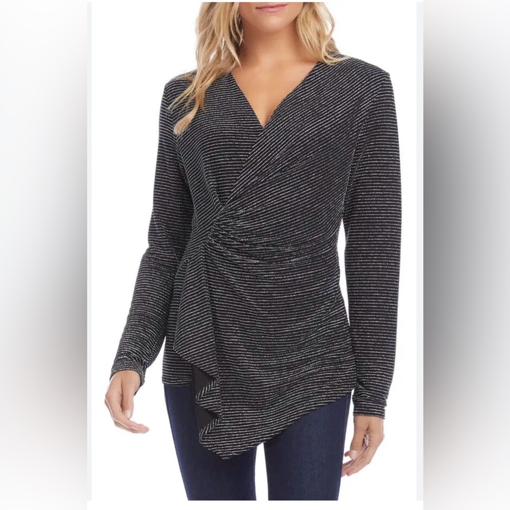 Karen Kane Sparkle Cascade Ruffle Top XL